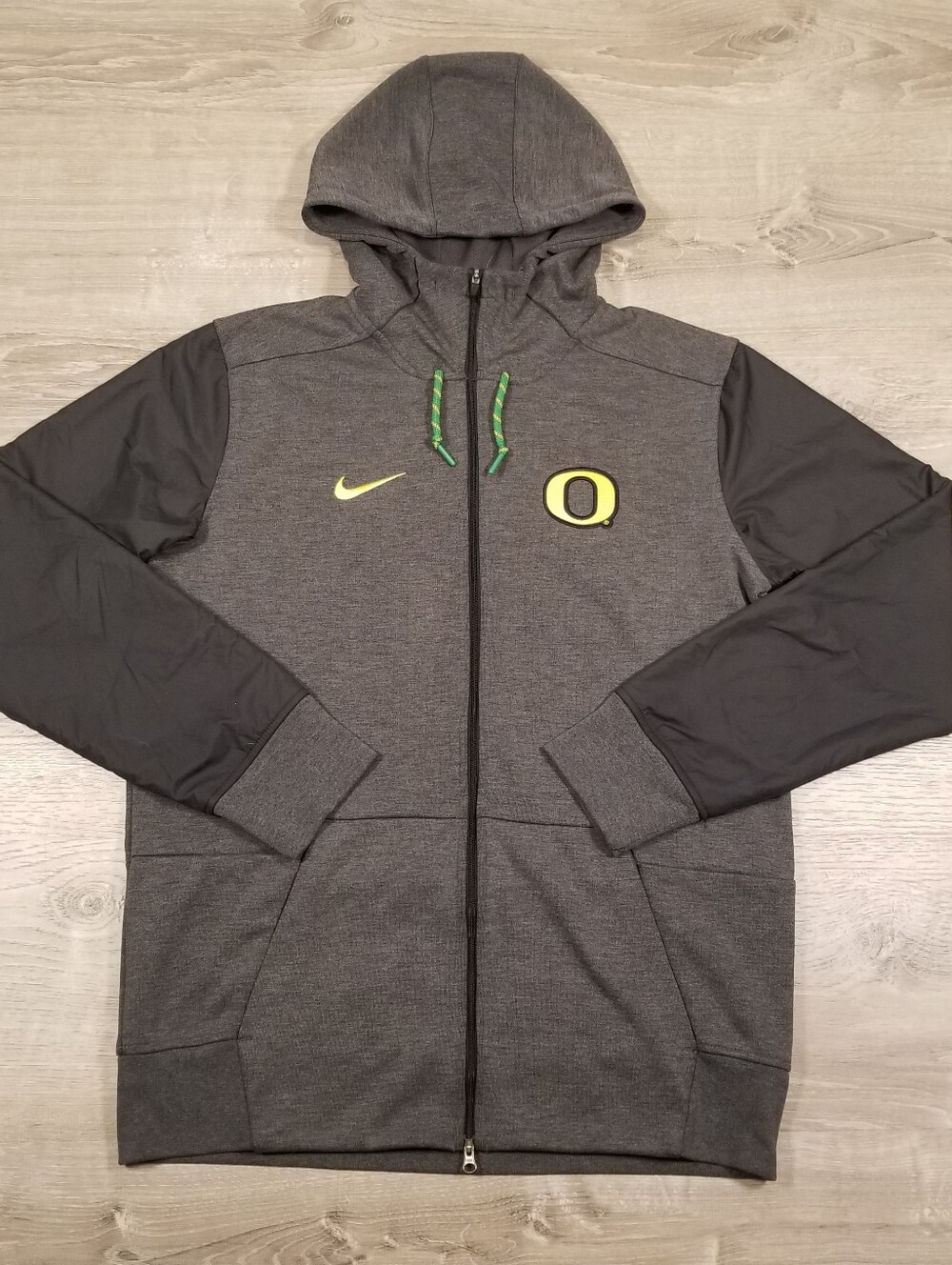 Oregon Ducks Football Team Issued Nike Dri-Fit Travel Zip Up Hoodie Mens Medium
